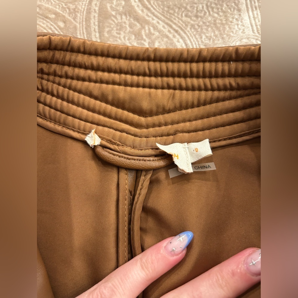 Tory Burch Calista leather riding jacket in Saddle - Picture 7 of 9